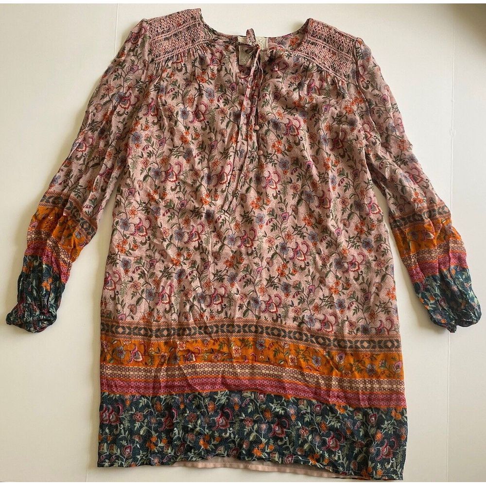Johnny Was Women's Dress Maha XS Mini Shift Jade Floral Pink Multi Boho